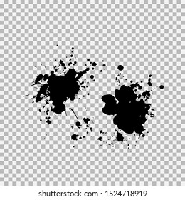 Black ink splashes. Grunge splatters. Abstract background. Grunge text banners