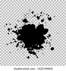 Black ink splashes. Grunge splatters. Abstract background. Grunge text banners