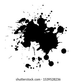 Black ink splashes. Grunge splatters. Abstract background. Grunge text banners