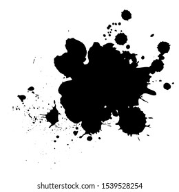 Black ink splashes. Grunge splatters. Abstract background. Grunge text banners