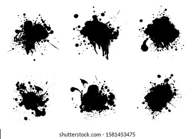 Black ink splashes. Grunge splatters. Abstract background. Grunge text banners