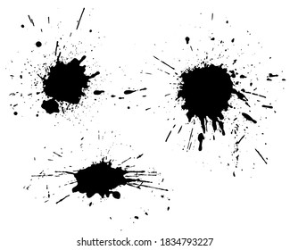 Black ink splashes. Grunge splatters. Abstract background. Grunge text banners
