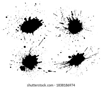 Schwarze Tinte spritzt. Grunge-Plätze. Abstrakter Hintergrund. Grunge-Textbanner