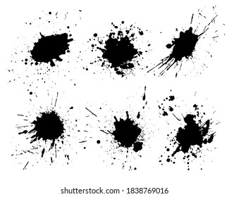 Black ink splashes. Grunge splatters. Abstract background. Grunge text banners