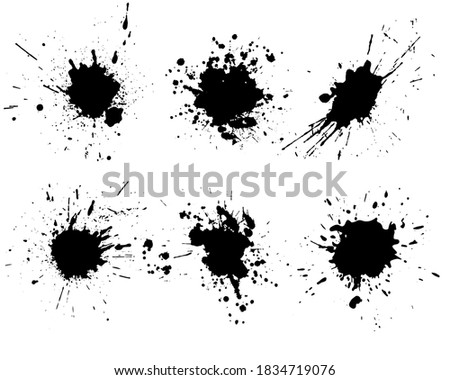Black ink splashes. Grunge splatters. Abstract background. Grunge text banners