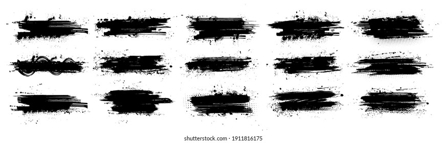 Black ink splashes and mud effect  Drops blots isolated set and inked splatter  Dirt stain splatter and spray   splash effect  High quality manually traced  Background texture  Vector collection
