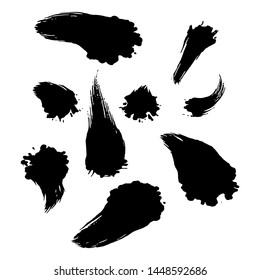 Black ink splashes on white background