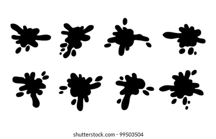 black ink splashes, set of eight
