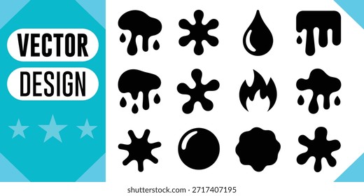 La tinta negra salpica y Formas las gotas líquidas abstractas