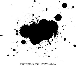 black ink splashes splatter on white background