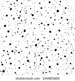 Black ink splashes and stains seamless pattern. Grunge surface vector texture.