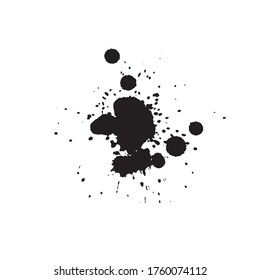Black ink splashes. Vector black paint, ink brush stroke, brush, line or texture. Dirty artistic design element, box, frame. Ink stain. Black Paint Spot . Silhouette brush texture.