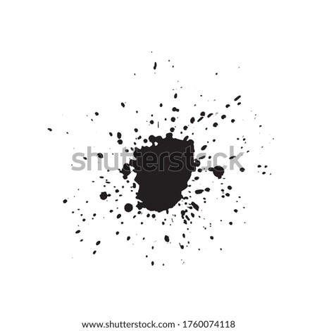 Black ink splashes. Vector black paint, ink brush stroke, brush, line or texture. Dirty artistic design element, box, frame. Ink stain. Black Paint Spot . Silhouette brush texture.