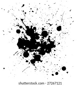 Black ink splat isolated on a white background