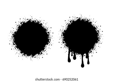 black ink splat on a white background, dripping