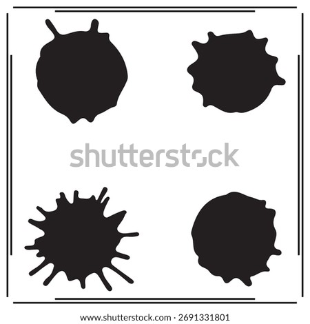 Black Ink Splat Silhouettes: Various Ink Blot and Splash Patterns - Black Paint Icons on White Background