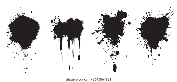 Fondos de salpicaduras de tinta negra Texturas de alta resolución.