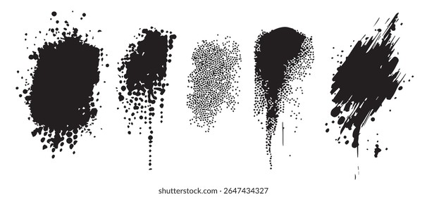 Fondos de salpicaduras de tinta negra Texturas de alta resolución.