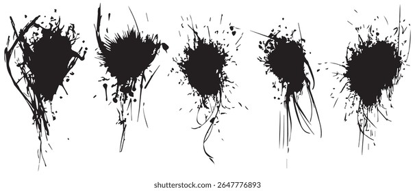 Fondos de salpicaduras de tinta negra Texturas de alta resolución.