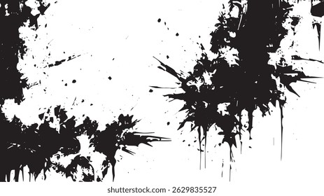 Textura Grunge de Mancha de Tinta Preta sobre Fundo Branco