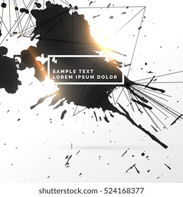 black ink splatter grungy background with network lines