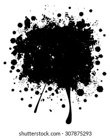 Black ink splatter made digitally with a help of effects as grunge background.