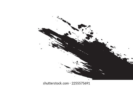 Negro, mancha de tinta, cepillo de niebla de tinta, fondo de manchas de tinta negra, aislado en blanco.