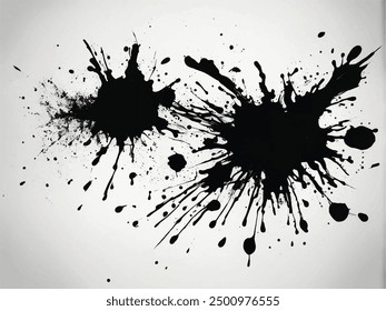 Black ink splatter on white background. Abstract black Ink splash background, grunge vector. Ink Blots.