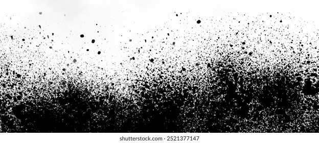 black ink splatter on white abstract grey and white dark paint splatter grunge black powder explosion.	