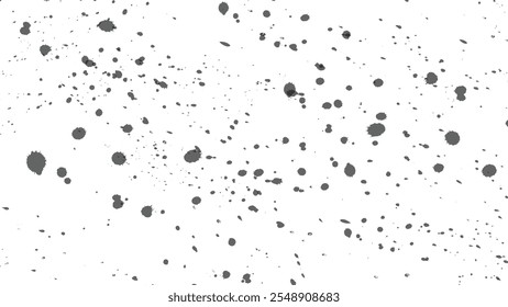 Black Ink Splatter on White Background - Abstract Paint Drops Texture. Grunge