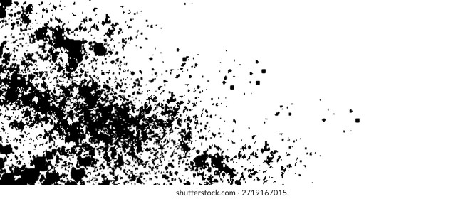Salpicadura de tinta negra sobre blanco abstracto gris y blanco Salpicadura de pintura oscura Explosión de polvo negro grunge.