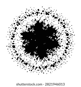 Black ink splatter on white background, abstract art design element, creative messy splashing, artistic expression, bold statement piece, modern art, graphic design, texture, pattern