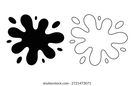 borrifo de tinta preta e contorno em fundo branco