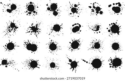 Conjunto de textura de grunge salpicadura de tinta negra y salpicadura de pintura