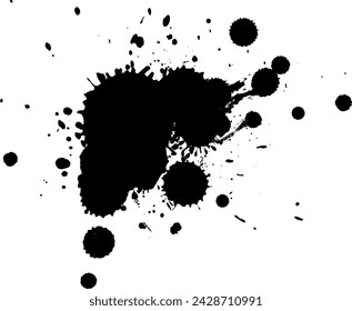 black ink splatter splash on white background