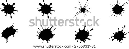 Black Ink Splatter Spots Collection Set, Paint Splash Blobs Graphics Bundle