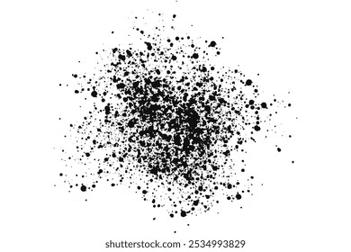 Black ink splatter stain, paint splash isolated on transparent background