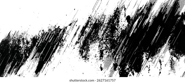 Black Ink Splatter Texture on White Background