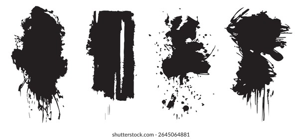 Imágenes de alta resolución de texturas de salpicaduras de tinta negra para el diseño.