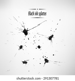 Black ink splatter. Vector element set.