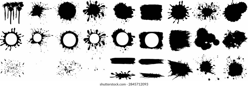 Black ink splatter, vector ink splashes, grunge elements, abstract paint spots, artistic design, creative backgrounds illustration, texture, messy, graphi