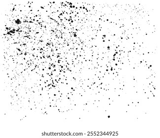 Black ink splatters create an abstract pattern on a white background, providing a versatile design element for various creative projects