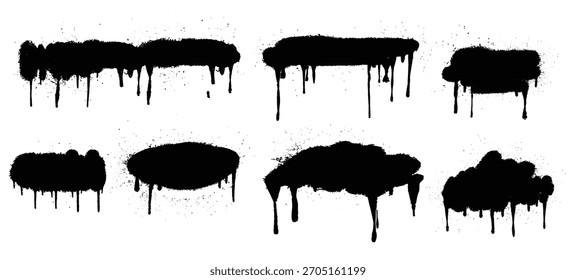 Vector de set de goteos de salpicaduras de tinta negra