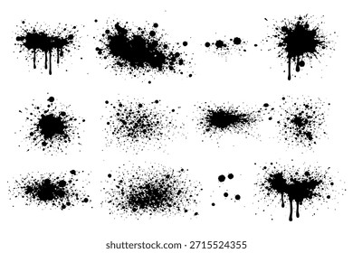 Salpicaduras de tinta negra sobre fondo blanco para su uso