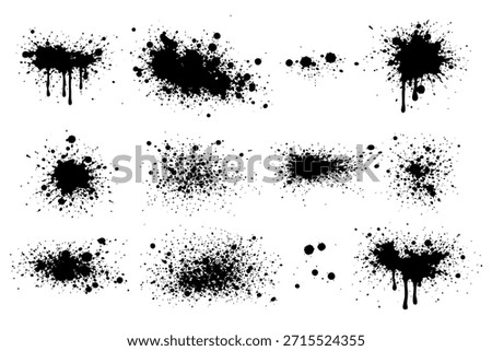 Black ink splatters on white background for use