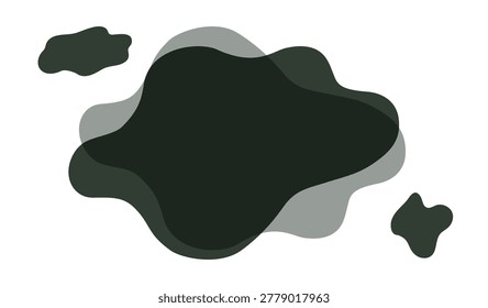 Black ink splatter-style fluid shapes. Set of twisty, organic frames.