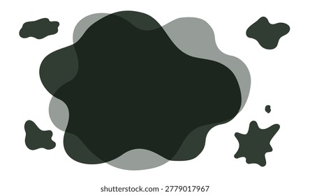 Black ink splatter-style fluid shapes. Set of twisty, organic frames.