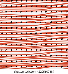 Black Ink Spot And Orange Red  Horizontal Lines Pattern Vector Illustration