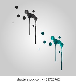 Black ink spot stain composition with leaks high resolution flat triangle polygon vector eps10