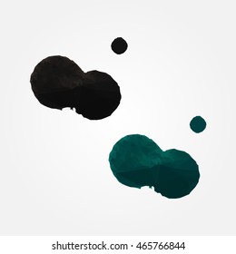 Black ink spot stain composition with leaks high resolution flat triangle polygon vector eps10